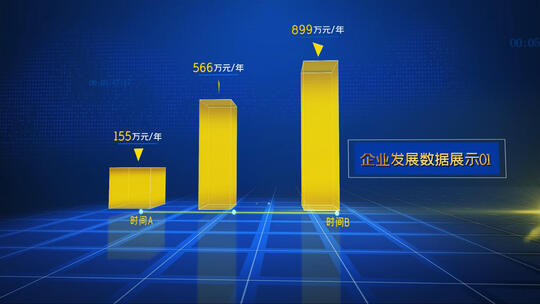 金字柱状图企业数据展示AE模板