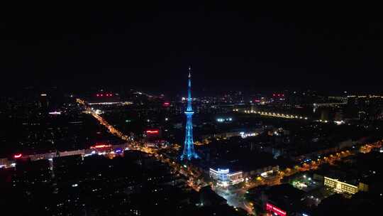 河南漯河城市大景夜景灯光航拍