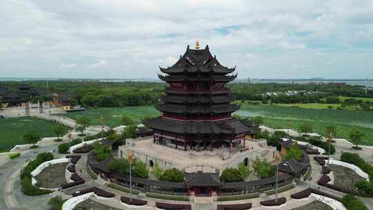 苏州重元寺水月观音美景航拍（阳澄湖）