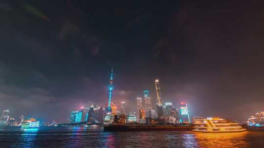 上海陆家嘴东方明珠夜景视频素材模板下载