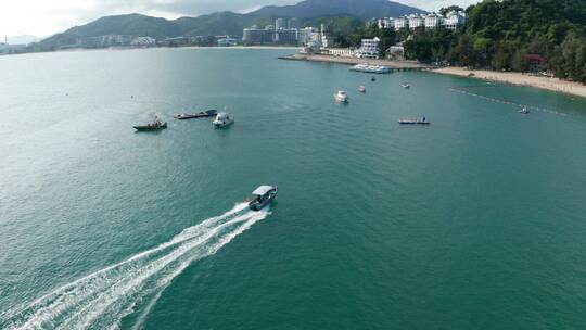 深圳海边船只跟拍航拍视频