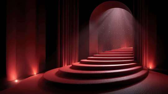 红色阶梯通向星光闪耀的未来