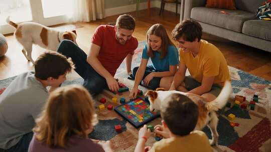 暑假亲子家庭玩桌游益智教育视频