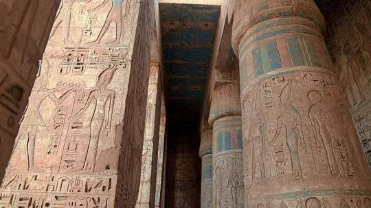 古埃及神庙的石柱大厅视频素材模板下载