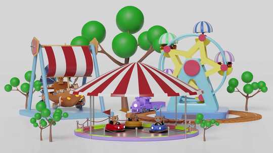游乐场运行的概念动画游乐主题视频素材模板下载