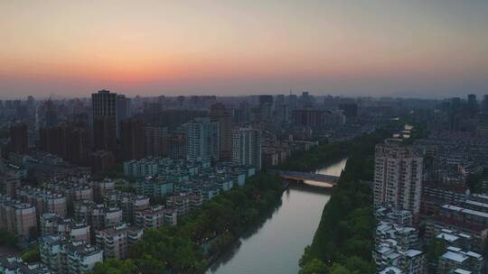 杭州拱墅区大运河武林门沿河风光航拍视频素材模板下载