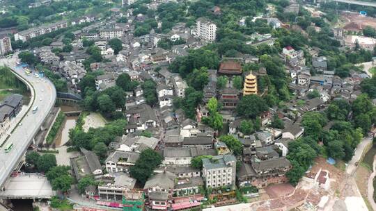 4K重庆网红旅游景点磁器口全景航拍