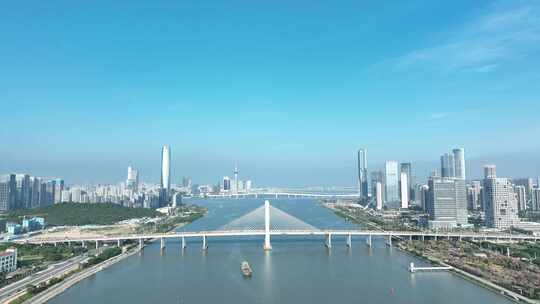 珠海横琴大桥航拍桥梁车流交通磨刀门江河流