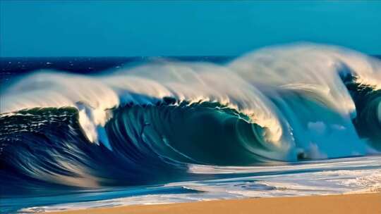 海边壮观海浪景象