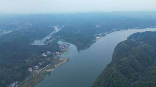 航拍衡东洣水十里画廊风景