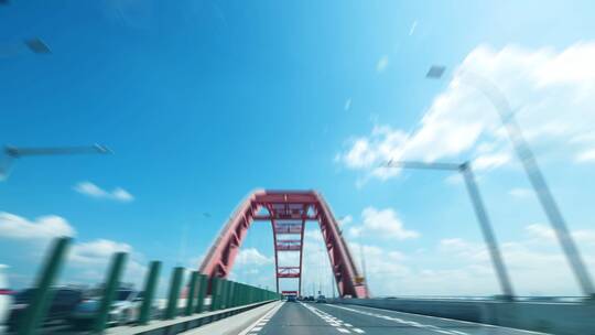 城市高速公路开车路上风景，广州新光大桥视频素材模板下载