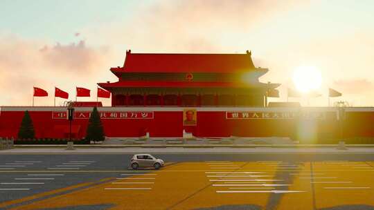 北京天安门城楼冉冉升起的太阳延时