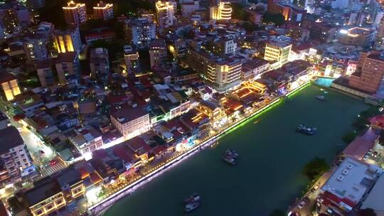 右移航拍厦门沙坡尾夜景