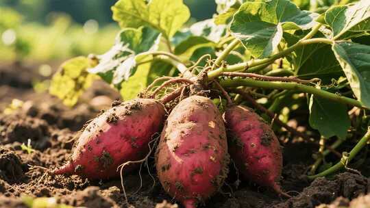 田地里刚挖出的红薯