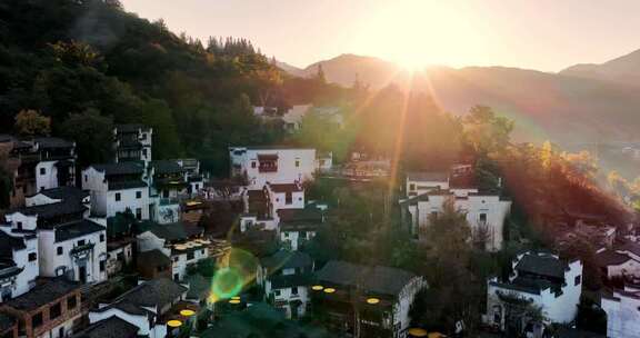 江西婺源篁岭美丽乡村晒秋航拍