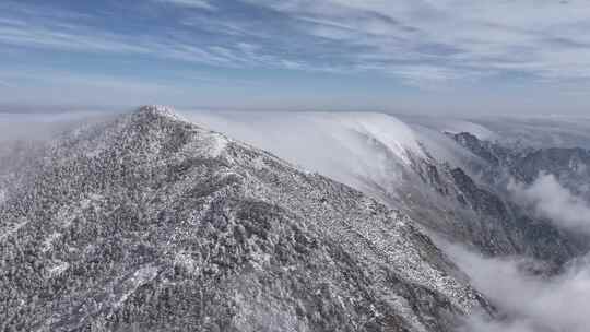 4K秦岭朱雀国家森林公园（冰晶顶）雪景航拍
