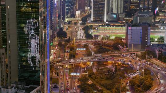 香港航拍城市夜景大景