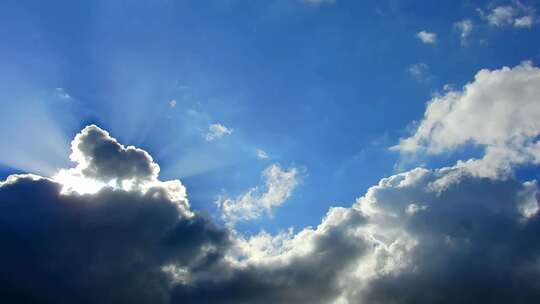 蓝天白云漫画云清澈的天空视频素材模板下载