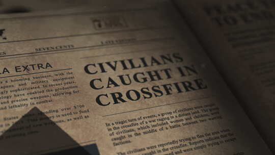 在编辑档案中飞过一份老式报纸的各种战争头视频素材模板下载
