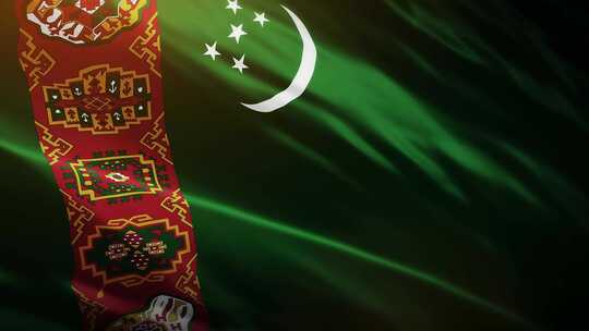 土库曼斯坦国旗挥舞-4K视频素材模板下载