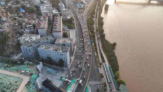 航拍兰州城市建设交通