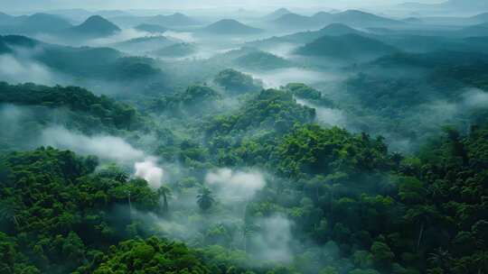 航拍森林天然氧吧地球脉动树林山脉云海