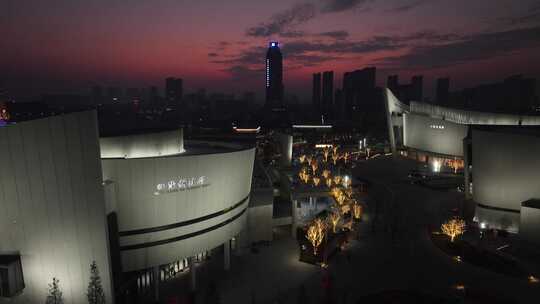 江阴科技馆夜景城市风光画面