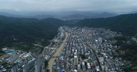 福建尤溪县城航拍