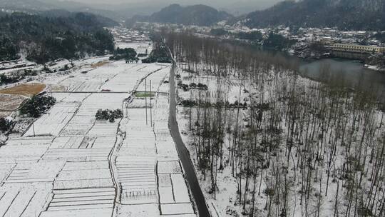 航拍南方冬天雪景