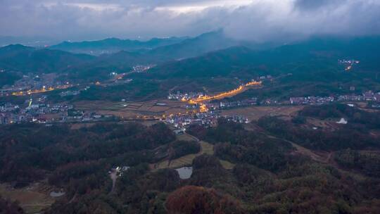 义乌大陈乡村秋色夜景航拍延时