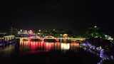 广西柳州文惠桥夜景航拍高清在线视频素材下载