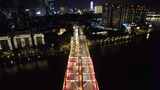 广西柳州文惠桥夜景航拍高清在线视频素材下载