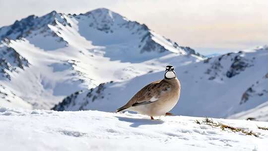 高原雪鸡栖息画面