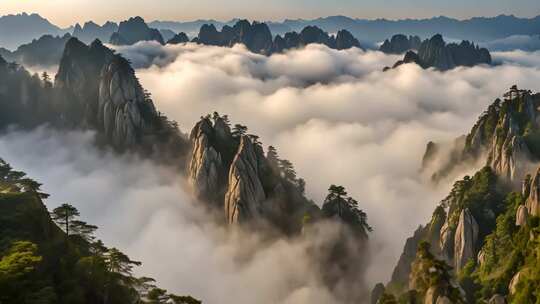 黄山云海壮丽山景