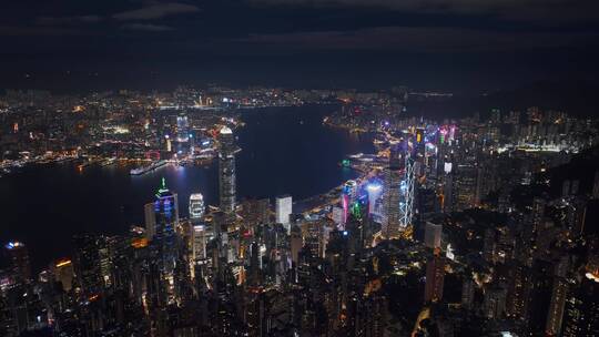 香港航拍城市夜景大景