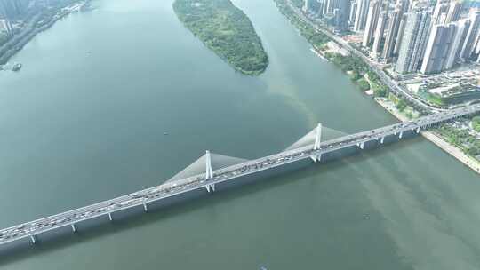 长沙银盆岭大桥航拍桥梁交通湘江跨江大桥