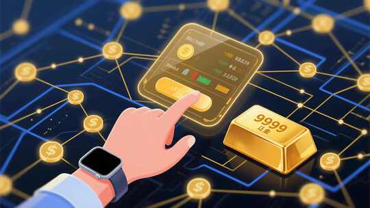 手指点击虚拟金融界面素材