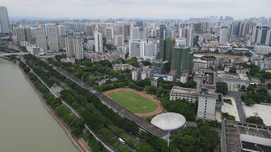 广西南宁邕江风光凌铁大桥航拍