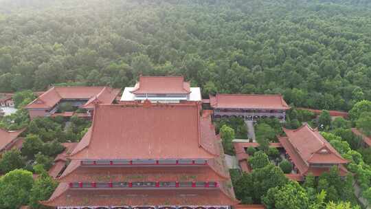 合肥大蜀山开福寺航拍夕阳全景特写