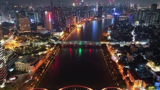 航拍广州珠江两岸夜景延时2022新