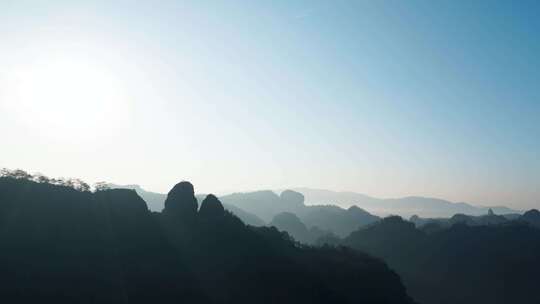 山峰日落山峰日出武夷山天空晚霞风景