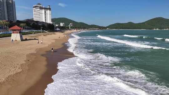 广东汕头南澳岛青澳湾海岸沙滩自然风光航拍