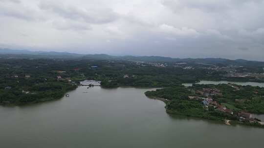 湖南岳阳芭蕉湖风光航拍