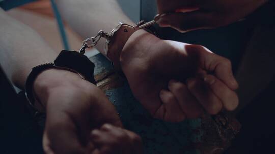 监狱的囚犯戴着手铐视频素材模板下载
