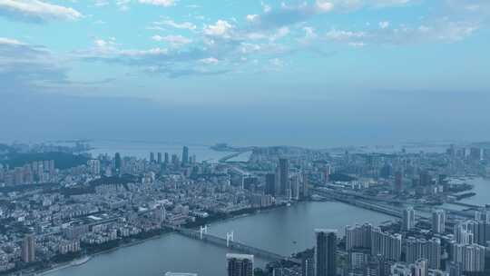 珠海航拍珠海城市建筑风光前山水道