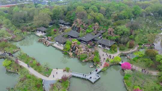 航拍烟雨江南扬州瘦西湖风景区