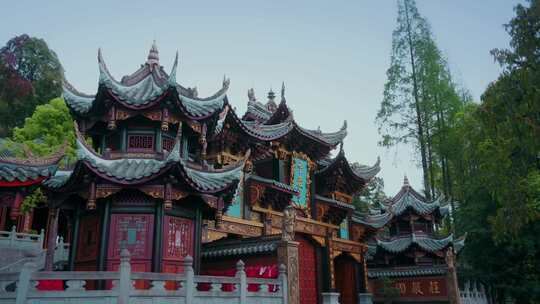 高清实拍四川眉山青神中严寺庙古风建筑