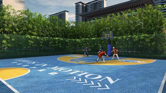 住宅小区户外篮球场动画素材视频素材模板下载