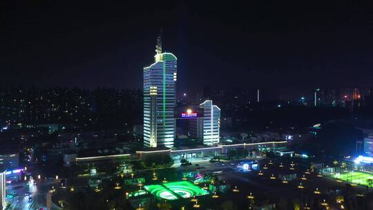 4K航拍湖南广电中心夜景