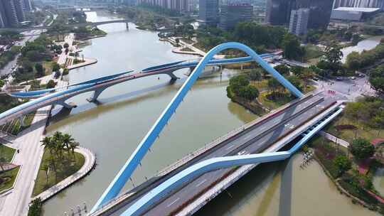 4K航拍广州南沙蕉门河5视频素材模板下载
